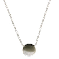 14K White Gold Pave Diamond Disc Necklace