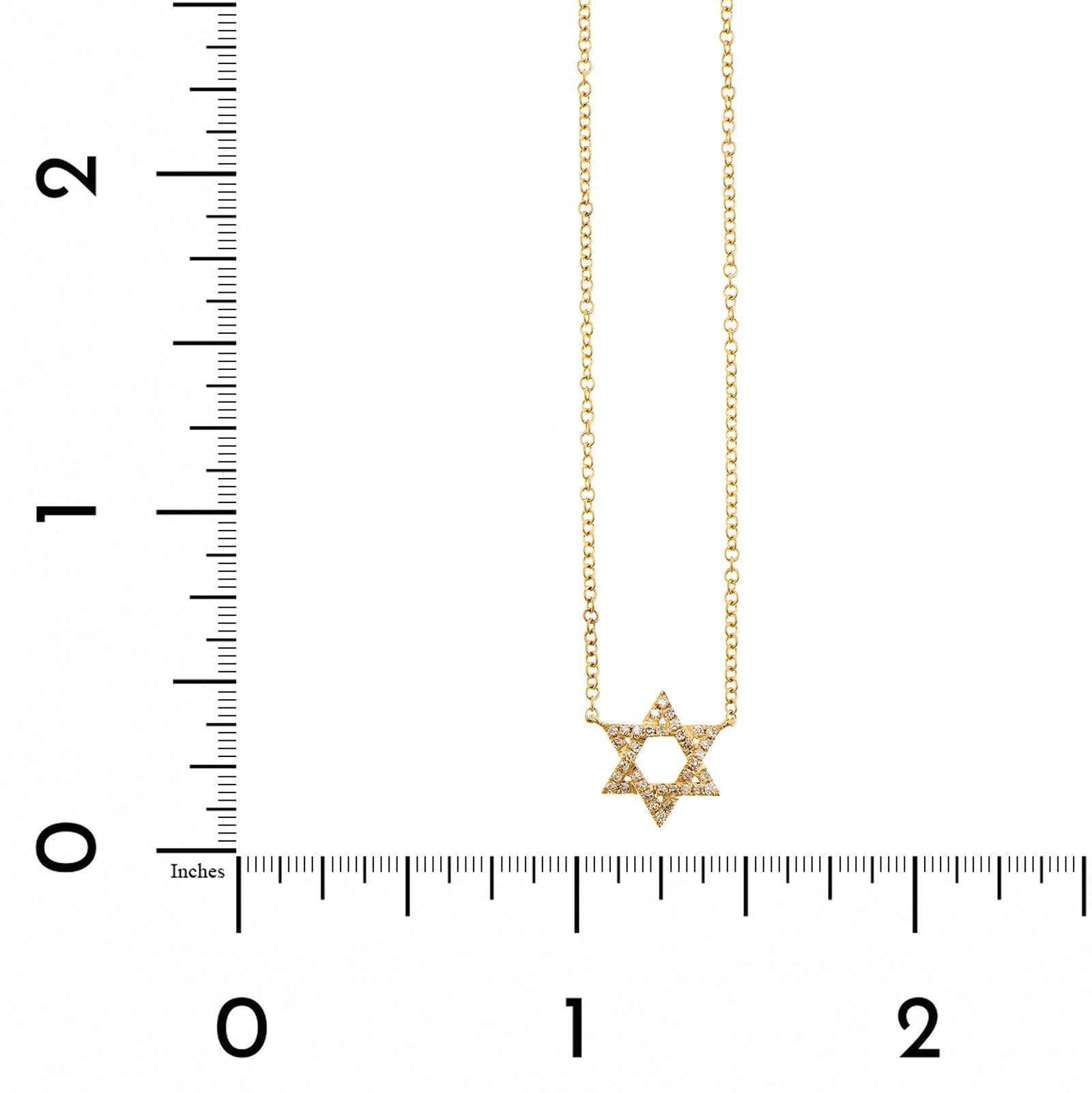 14K Yellow Gold Small Pave Diamond Star of David Pendant Necklace