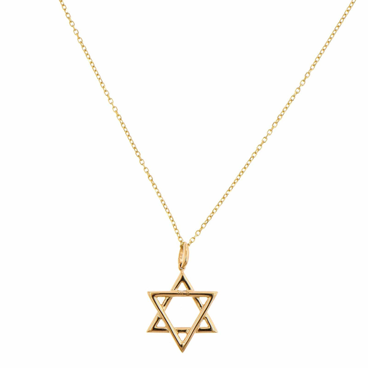 14K Yellow Gold Pave Diamond Star of David Pendant Necklace