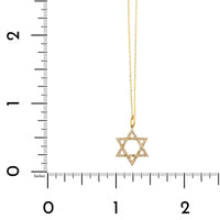 14K Yellow Gold Pave Diamond Star of David Pendant Necklace