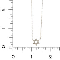 14K White Gold Small Pave Diamond Star of David Pendant Necklace
