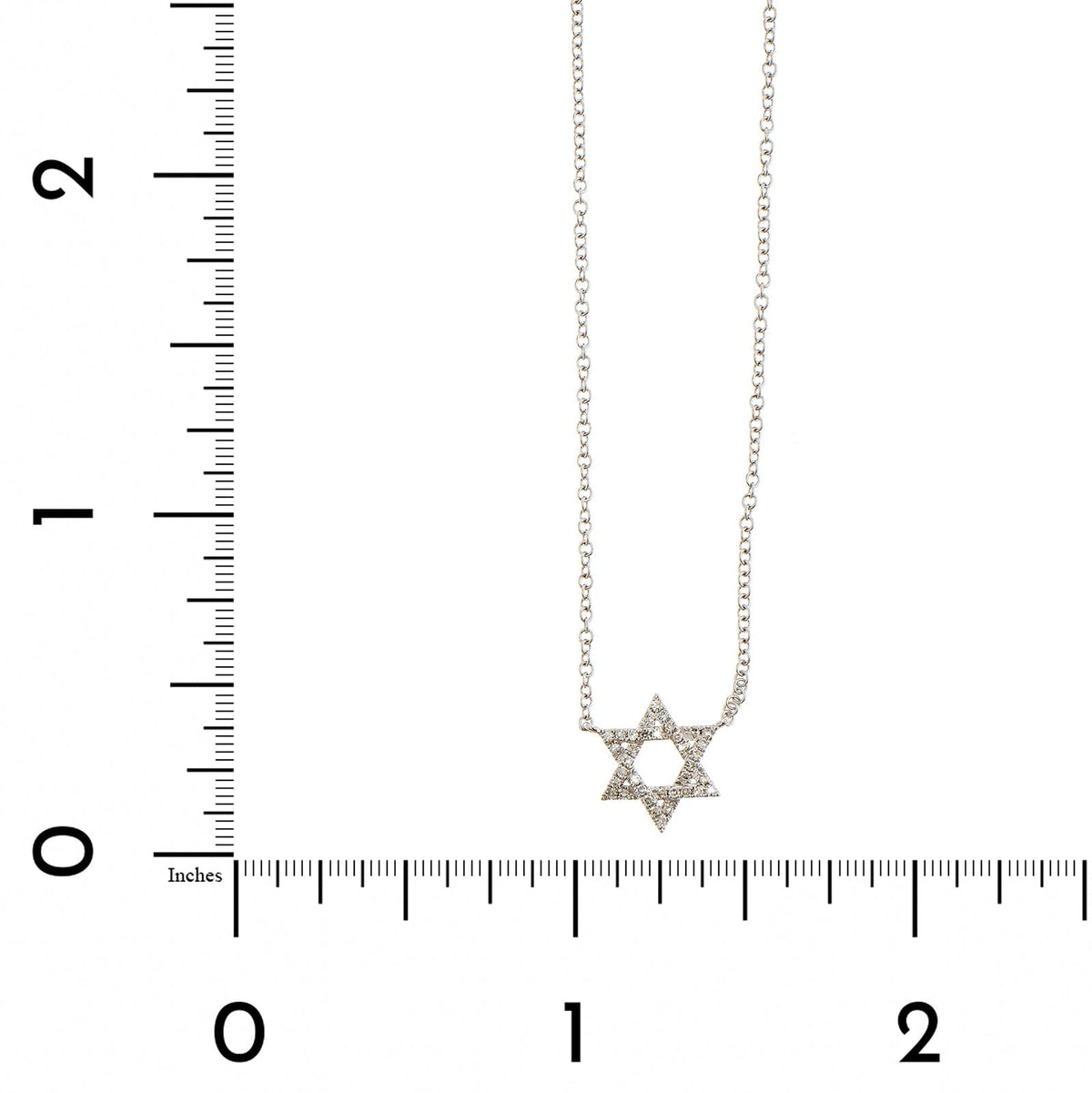 14K White Gold Small Pave Diamond Star of David Pendant Necklace