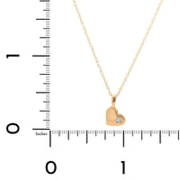 14K Yellow Gold Heart Shaped Diamond Pendant Necklace