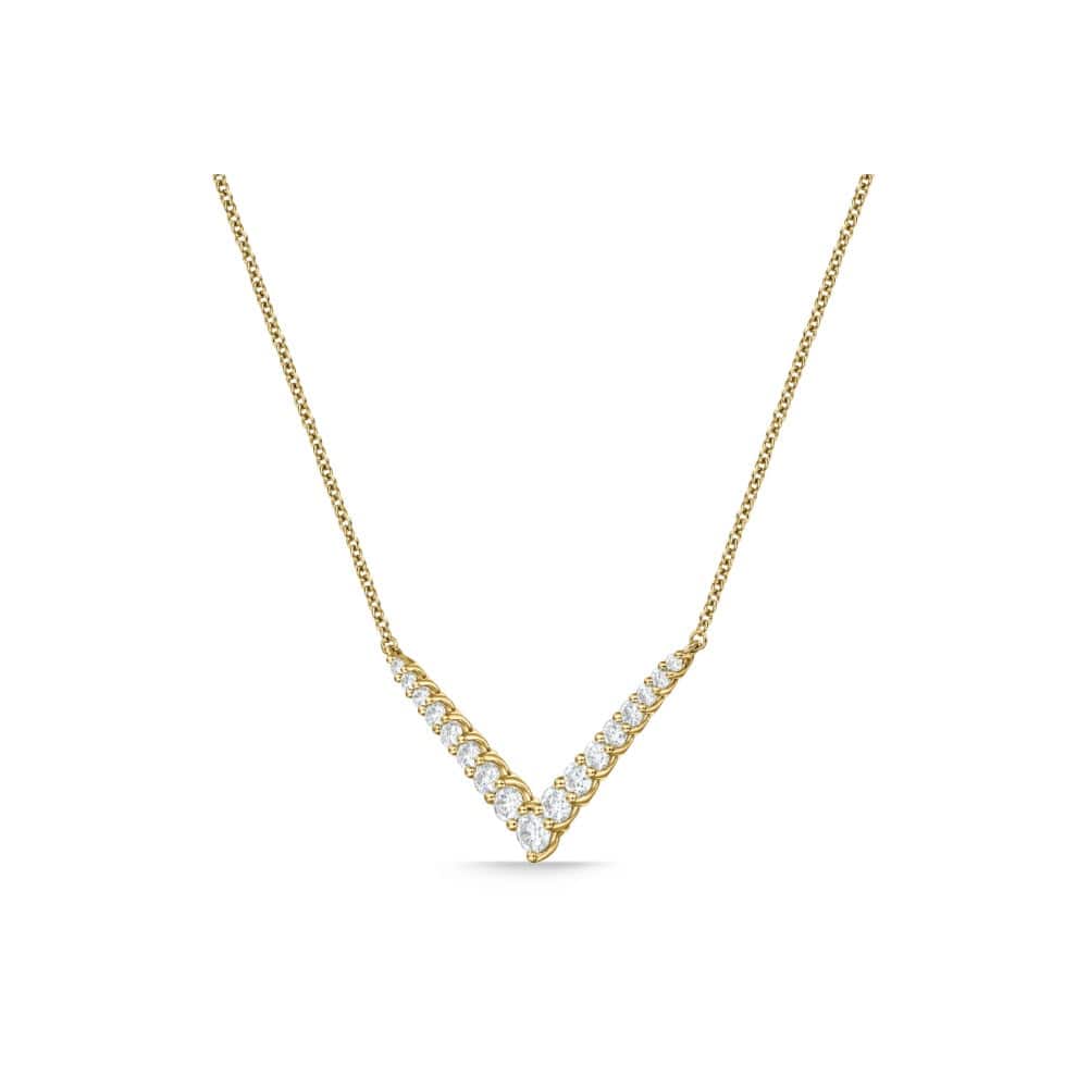 18K Yellow Gold Identity Small V Diamond Pendant Necklace