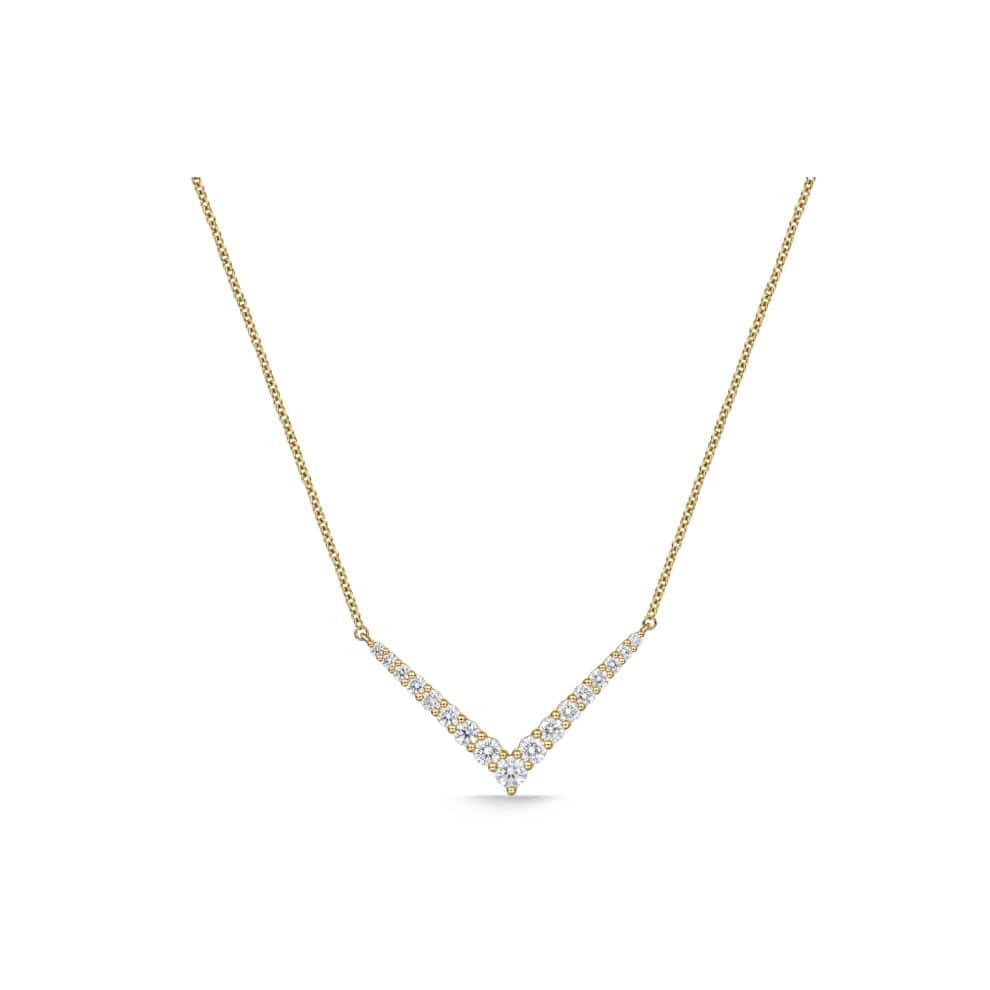 18K Yellow Gold Identity Small V Diamond Pendant Necklace