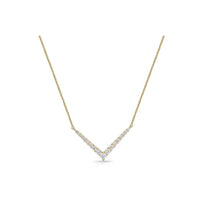 18K Yellow Gold Identity Small V Diamond Pendant Necklace