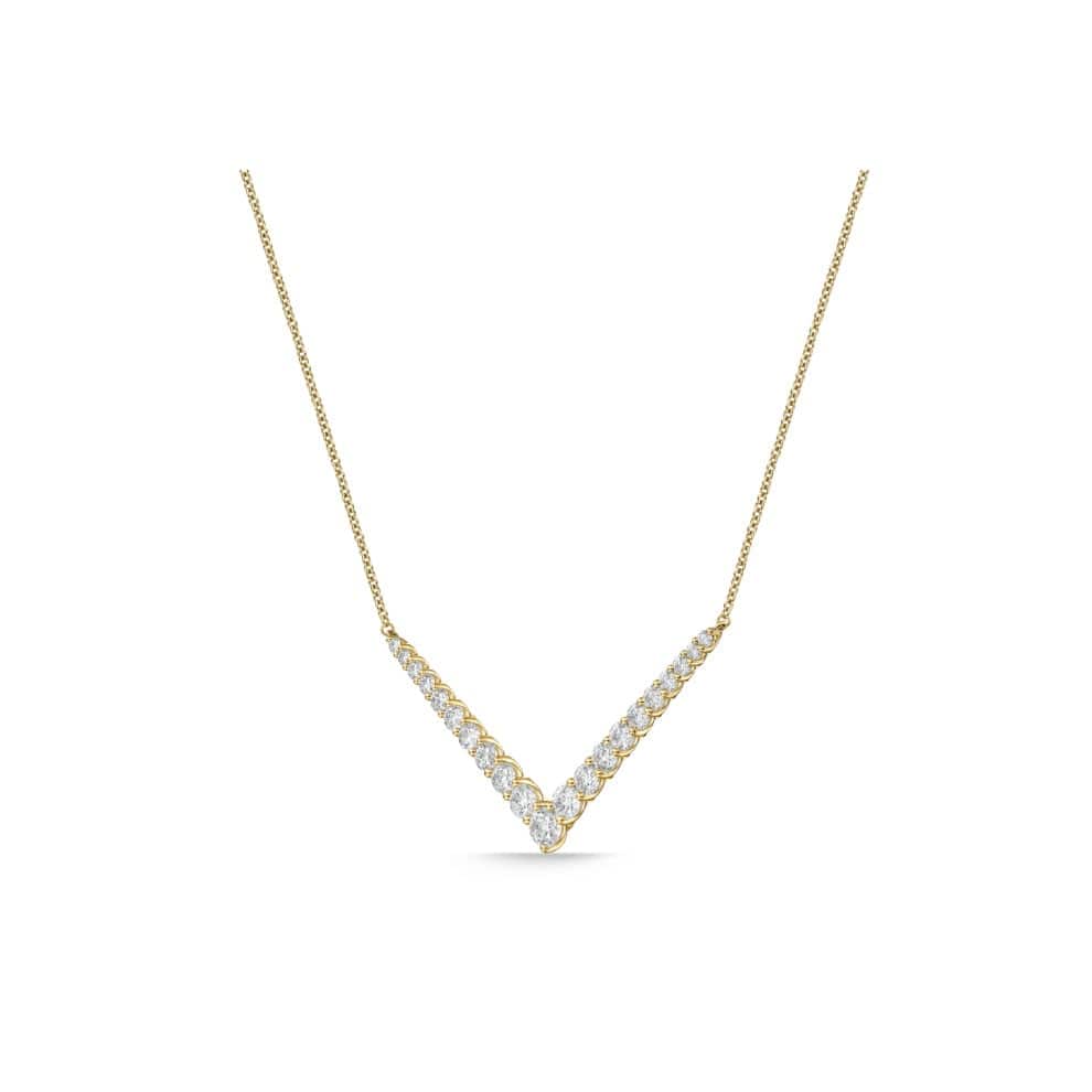 18K Yellow Gold Identity Large V Diamond Pendant Necklace