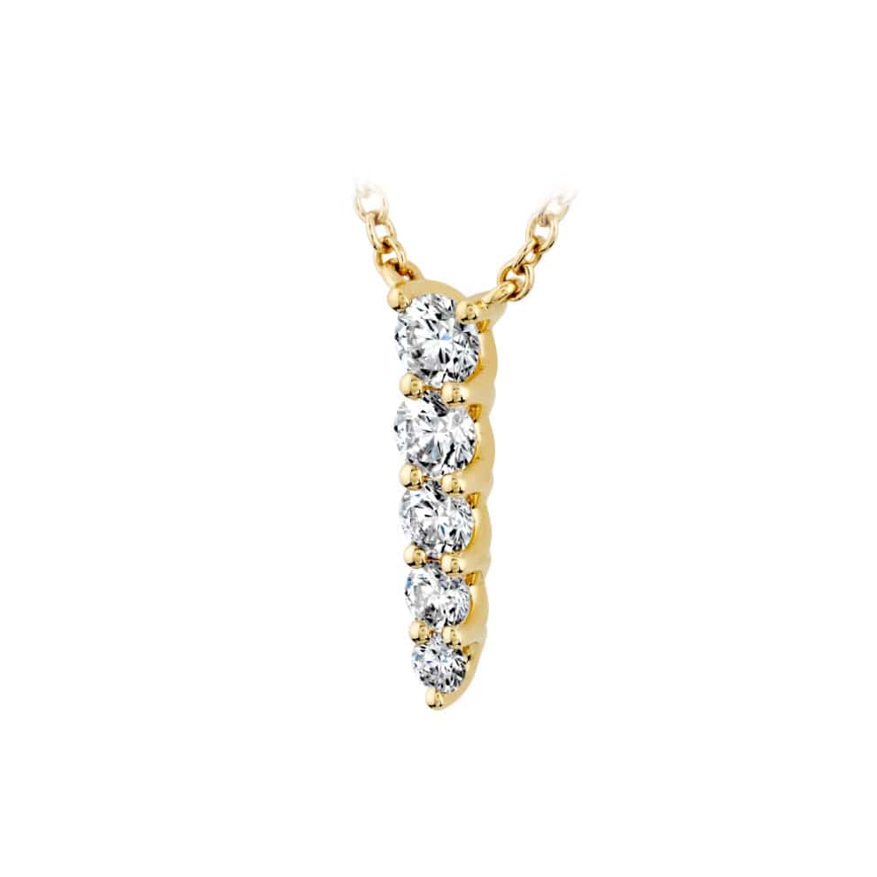 18K Yellow Gold Small 5 Stone Identity Diamond Pendant Necklace