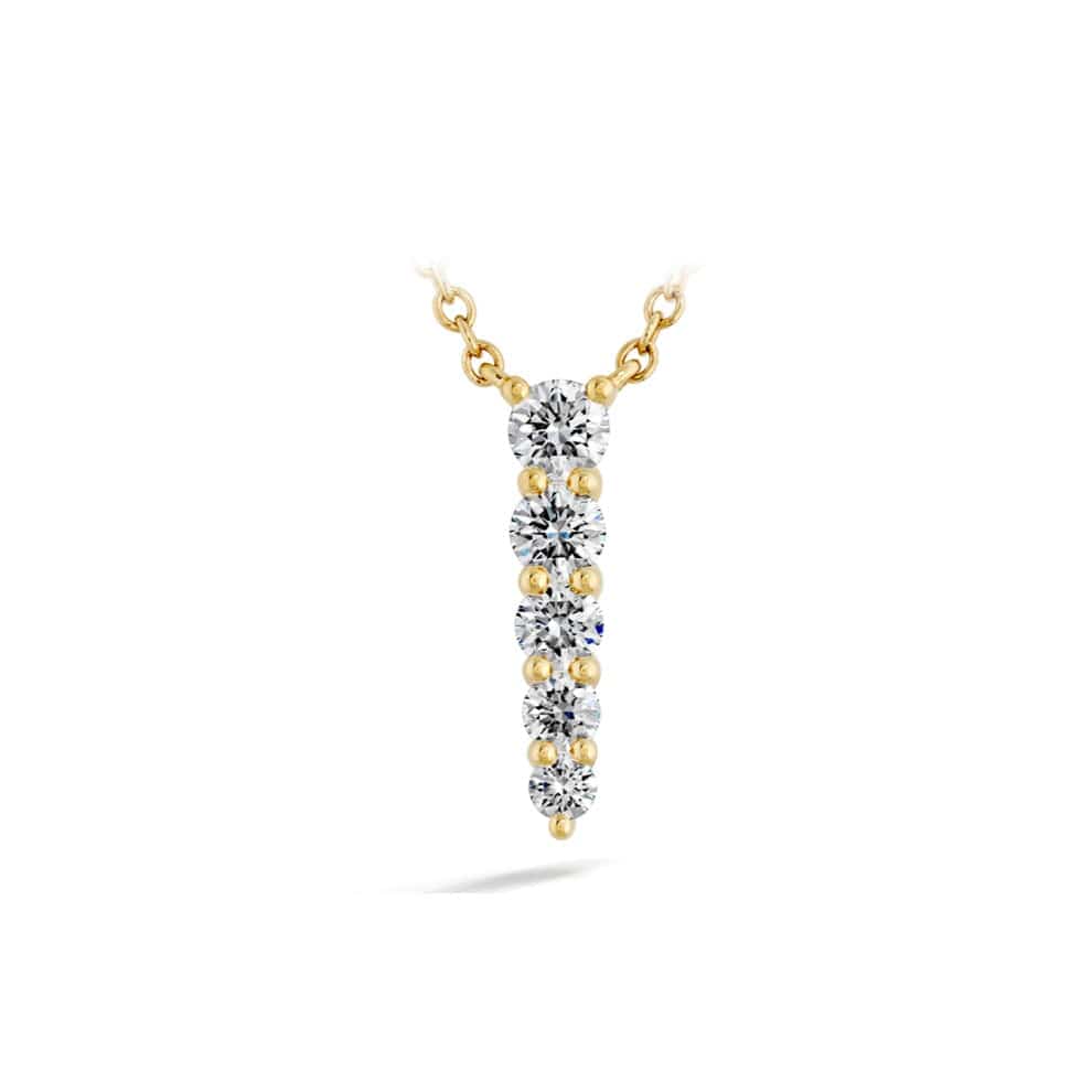 18K Yellow Gold Small 5 Stone Identity Diamond Pendant Necklace