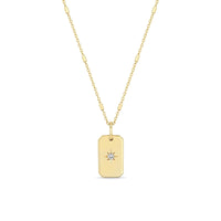 Zoe Chicco 14K Yellow Gold Small Flat Diamond Dog Tag Necklace