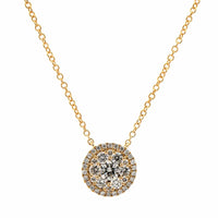 14K Yellow Gold Diamond Cluster Necklace