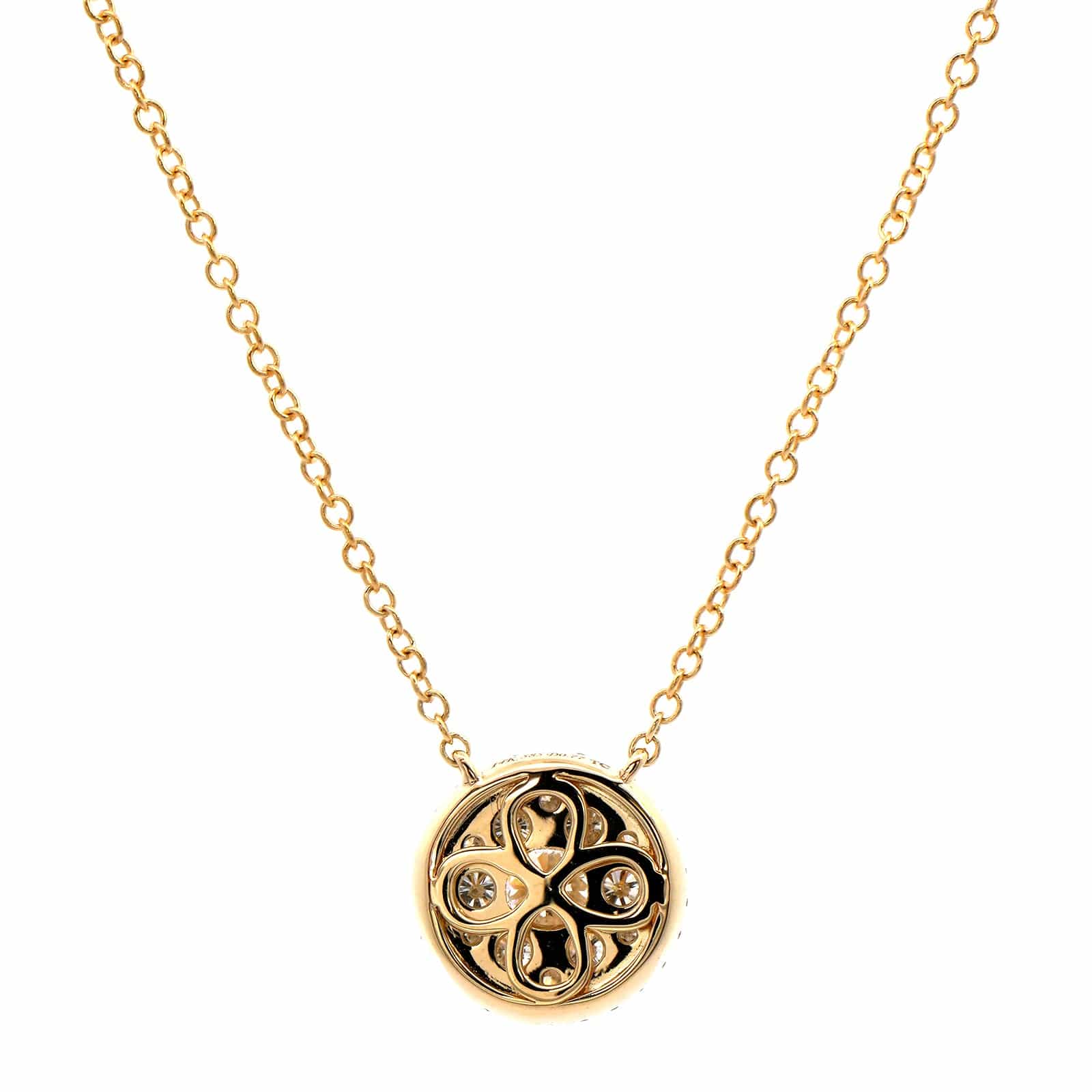 14K Yellow Gold Diamond Cluster Necklace