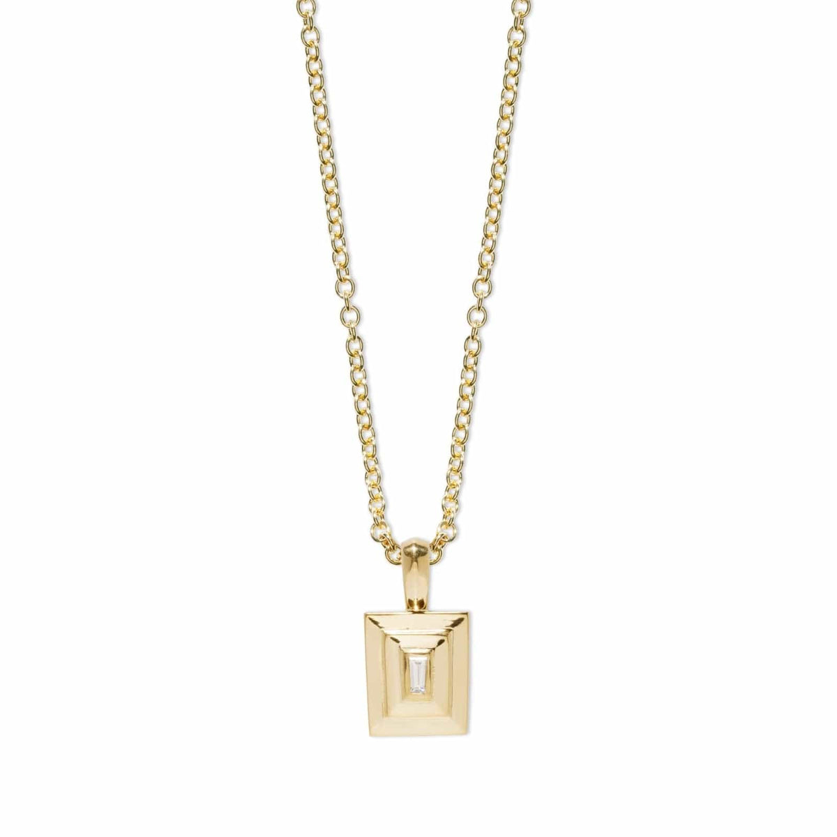 Azlee 18K Yellow Gold Staircase Petite Tapered Baguette Diamond Necklace