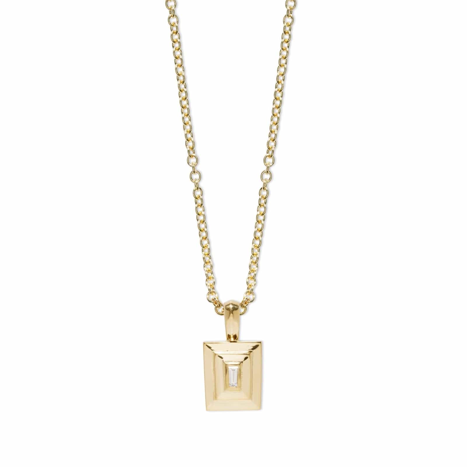 Azlee 18K Yellow Gold Staircase Petite Tapered Baguette Diamond Necklace