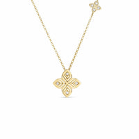 Roberto Coin 18K Yellow Gold Arabesque Diamond Flower Pendant Necklace