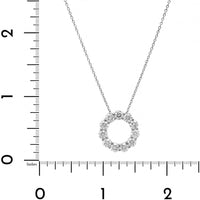 14K White Gold Circular Diamond Pendant Necklace