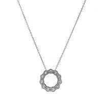 14K White Gold Circular Diamond Pendant Necklace