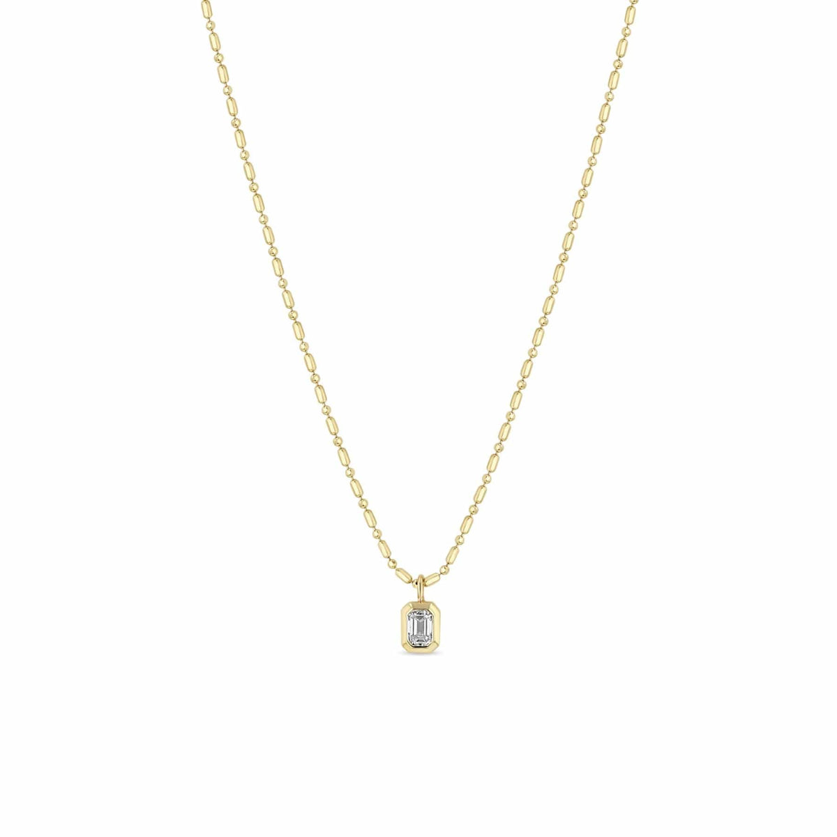 Zoe Chicco 14K Yellow Gold Beaded Emerald Cut Diamond Pendant 