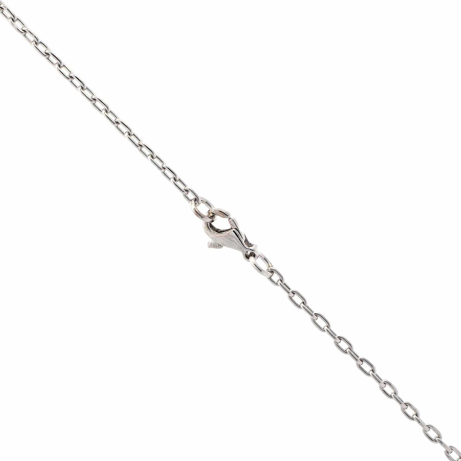 18K White Gold Bezel Round Diamond Pendant Necklace