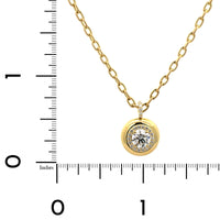 18K Yellow Gold Bezel Round Diamond Pendant Necklace