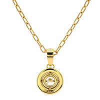 18K Yellow Gold Round Diamond Pendant Necklace