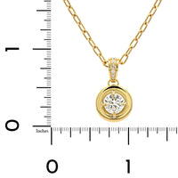 18K Yellow Gold Round Diamond Pendant Necklace