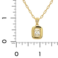18K Yellow Gold Square Framed Diamond Pendant Necklace