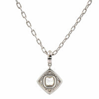 18K White Gold Bezel Set Pave Diamond Pendant Necklace