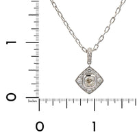 18K White Gold Bezel Set Pave Diamond Pendant Necklace