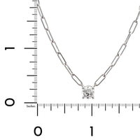 18K White Gold Round Diamond Paperclip Chain Necklace