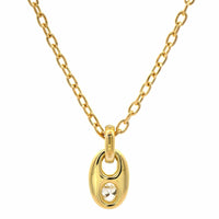 18K Yellow Gold Bezel Set Oval Diamond Pendant Necklace