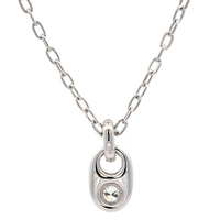 18K White Gold Bezel Set Oval Diamond Pendant Necklace