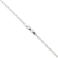18K White Gold Bezel Set Oval Diamond Pendant Necklace