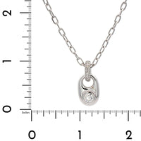 18K White Gold Bezel Set Oval Diamond Pendant Necklace