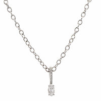 18K White Gold Marquise Diamond Pendant Necklace