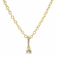 18K Yellow Gold Pear Shape Diamond Pendant Necklace