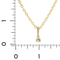 18K Yellow Gold Pear Shape Diamond Pendant Necklace