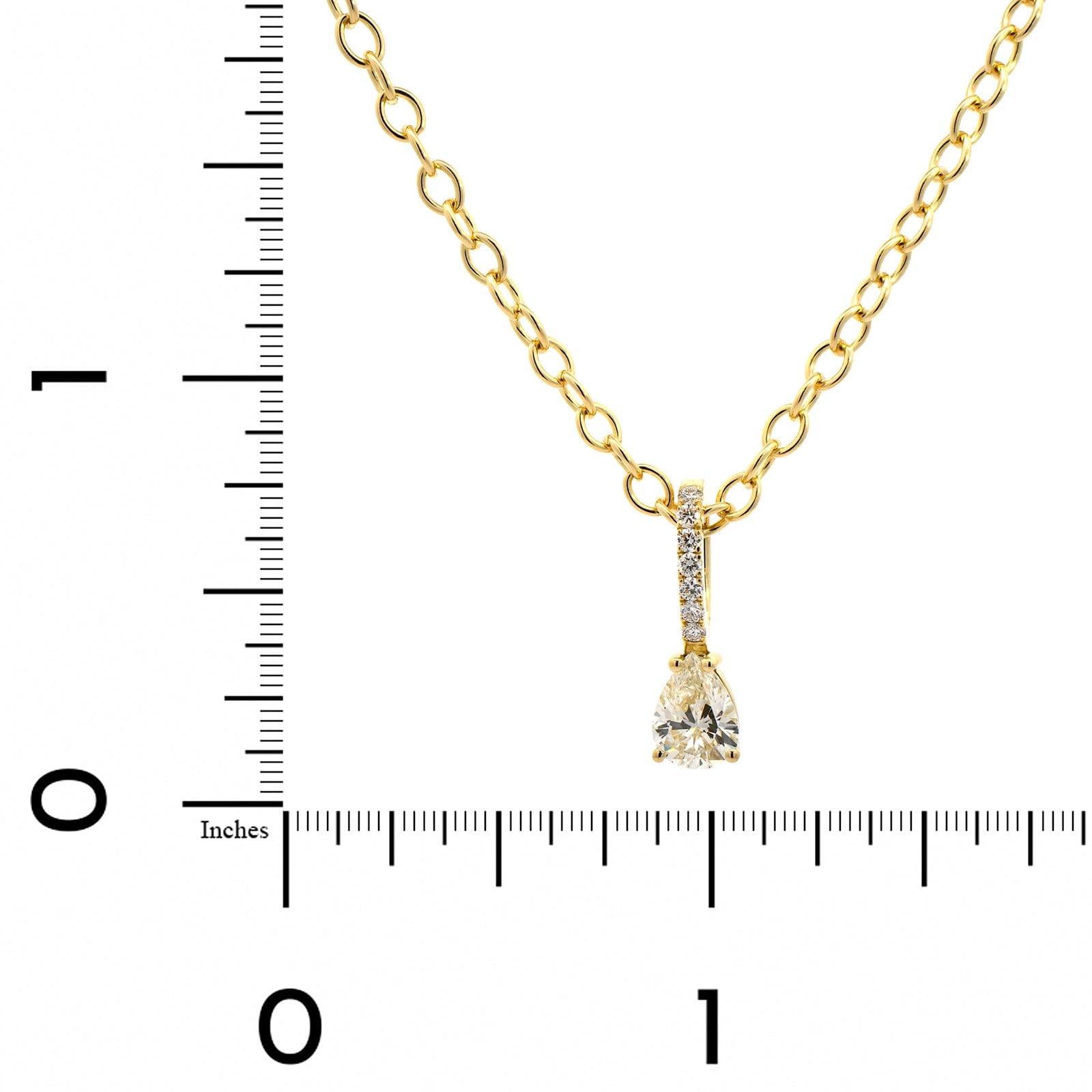 18K Yellow Gold Pear Shape Diamond Pendant Necklace