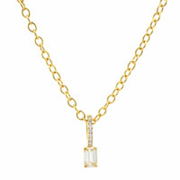 18K Yellow Gold Emerald Cut Diamond Pendant Necklace
