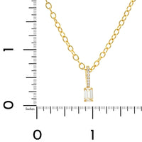 18K Yellow Gold Emerald Cut Diamond Pendant Necklace