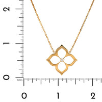 18K Yellow Gold Lotus Flower Diamond Pendant Necklace