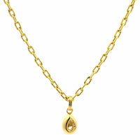 18K Yellow Gold Pear Shaped Diamond Pendant Necklace