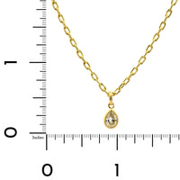 18K Yellow Gold Pear Shaped Diamond Pendant Necklace