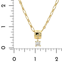 18K Yellow Gold Radiant Diamond Barrel Style Pendant Necklace