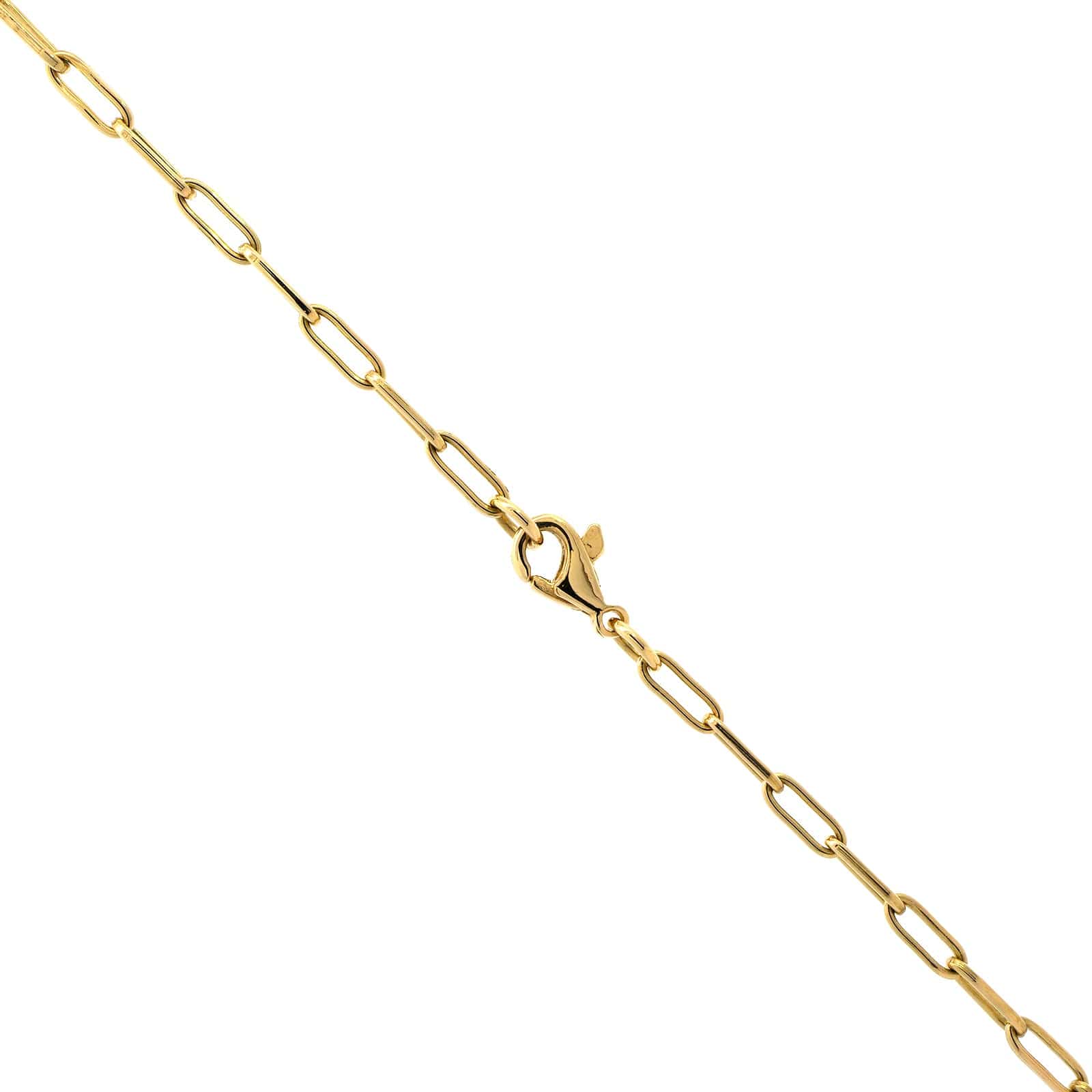 18K Yellow Gold Square Shaped Diamond Pendant Necklace