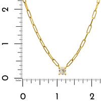 18K Yellow Gold Square Shaped Diamond Pendant Necklace