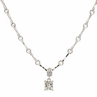 18K White Gold Radiant Cut Diamond Pendant Necklace