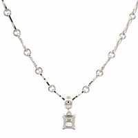 18K White Gold Radiant Cut Diamond Pendant Necklace