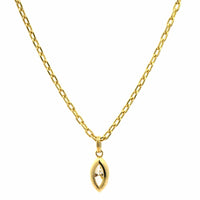 18K Yellow Gold Marquise Cut Diamond Pendant Necklace