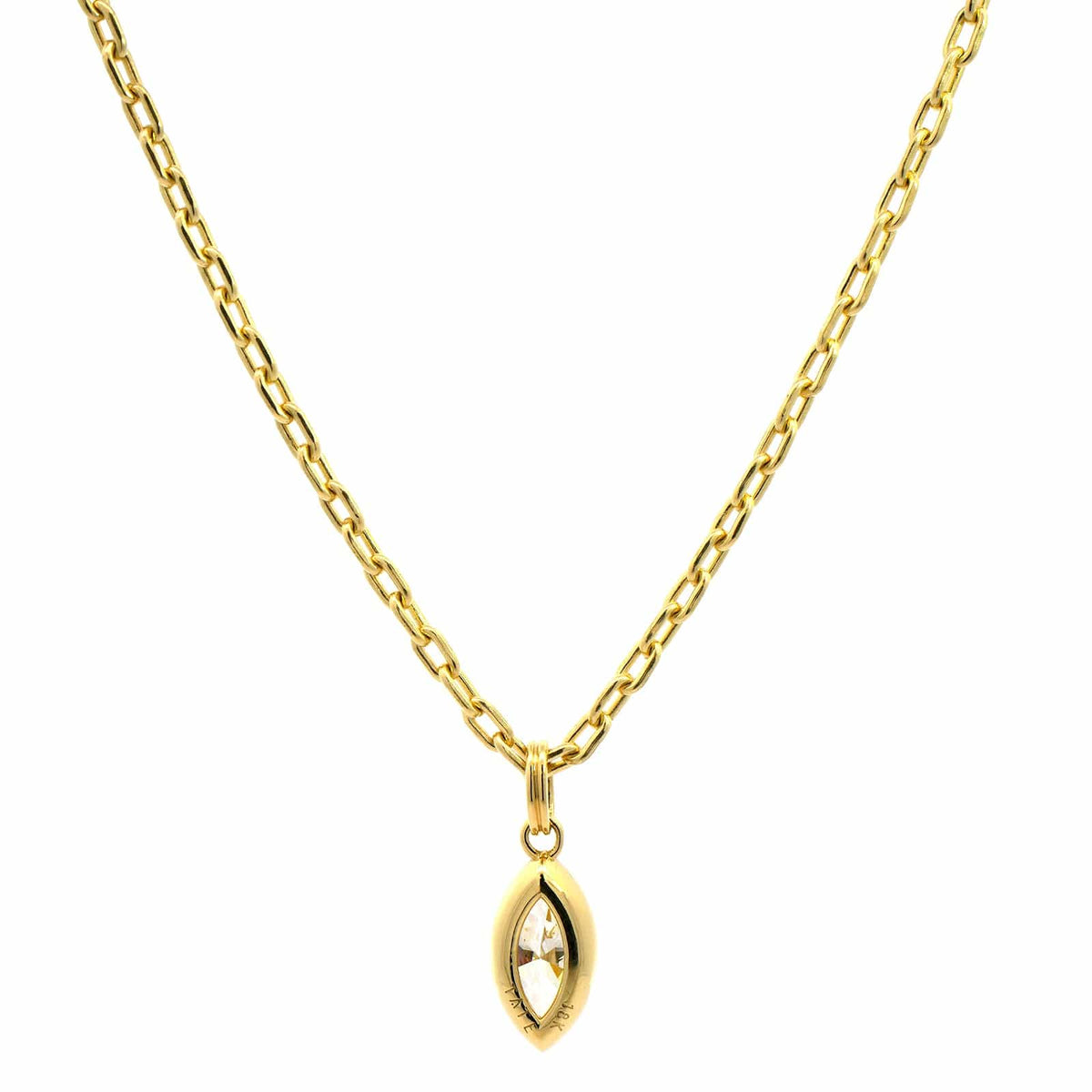 18K Yellow Gold Marquise Cut Diamond Pendant Necklace
